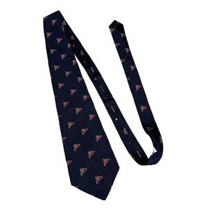 Polo Ralph Lauren Necktie Silk Blue With Red Nautical Flag Burgee Yacht